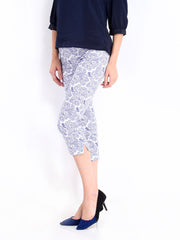 United Colors of Benetton Women White &amp; Blue Printed Capris