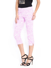 United Colors of Benetton Women White &amp; Pink Printed Capris