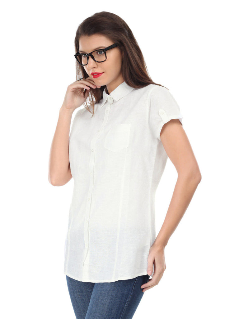 United Colors of Benetton Women White Linen Shirt