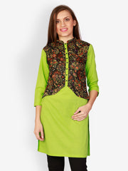 Uptown Galeria Green &amp; Black Printed Kurta
