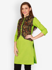 Uptown Galeria Green &amp; Black Printed Kurta