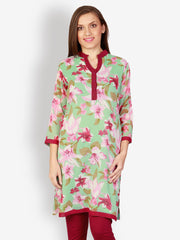 Uptown Galeria Green &amp; Maroon Printed Kurta