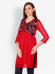 Uptown Galeria Red Printed Kurta