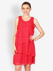 Uptown Galeria Red Ruffle A-line Dress