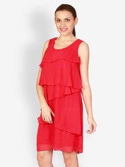 Uptown Galeria Red Ruffle A-line Dress