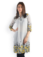 Uptown Galeria Women White Printed Kurta