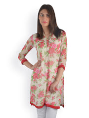Uptown Galeria Women Beige Printed Kurta