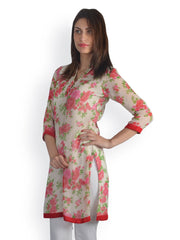 Uptown Galeria Women Beige Printed Kurta