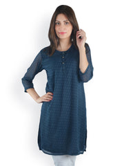 Uptown Galeria Women Blue Printed Kurta