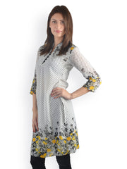 Uptown Galeria Women White Printed Kurta
