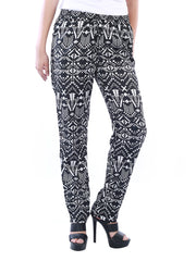 Uptown Galeria Women Black and White Printed Trousers