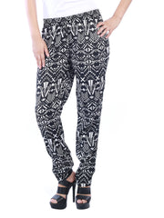 Uptown Galeria Women Black and White Printed Trousers