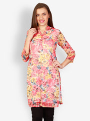 Uptown Galeria Women Red Printed Kurta