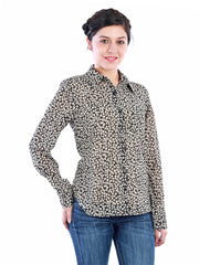 Uptown Galeria Women Black &amp; White Printed Casual Shirt