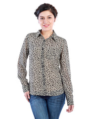 Uptown Galeria Women Black &amp; White Printed Casual Shirt