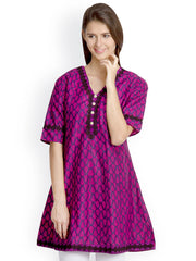 VANI Women Blue &amp; Pink Printed Kurti