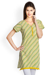 VANI Women Yellow &amp; Green Printed Kurti
