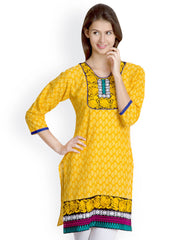 VANI Women Yellow Printed Kurti