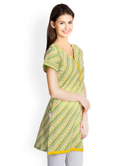 VANI Women Yellow &amp; Green Printed Kurti