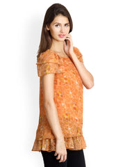VANI Women Orange Printed Top
