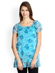 VANI Women Blue Printed Top