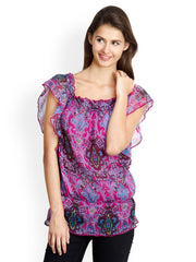 VANI Women Purple Printed Top