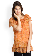 VANI Women Orange Printed Top