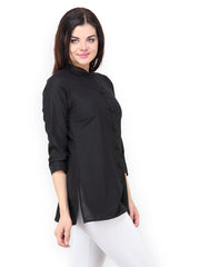 Vedanta Women Black Linen Kurti
