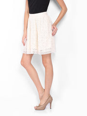 Vero Moda Beige Lace Flared Skirt