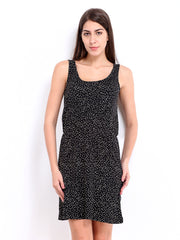 Vero Moda Black &amp; Beige Printed Shift Dress