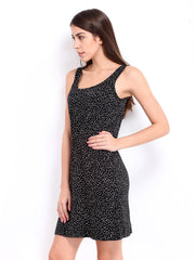 Vero Moda Black &amp; Beige Printed Shift Dress