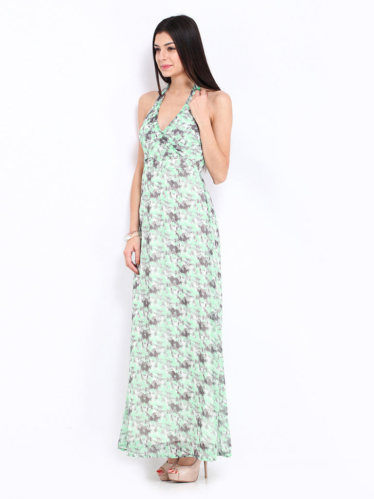 Vero Moda Green &amp; White Printed Klorina Maxi Dress