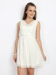 Vero Moda White Lace Fit &amp; Flare Dress