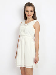 Vero Moda White Lace Fit &amp; Flare Dress