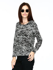 Vero Moda Women Black &amp; White Striped Top