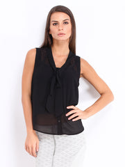 Vero Moda Women Black Sheer Top