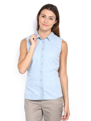 Vero Moda Women Blue Denim Shirt
