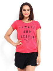 Vero Moda Women Coral Pink Printed T-shirt