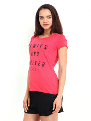 Vero Moda Women Coral Pink Printed T-shirt