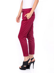 Vero Moda Women Dark Pink Cropped Trousers