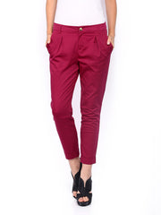 Vero Moda Women Dark Pink Cropped Trousers