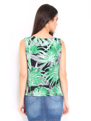 Vero Moda Women Green Leaf Print Tank Top