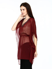 Vero Moda Women Maroon Kaftan Top