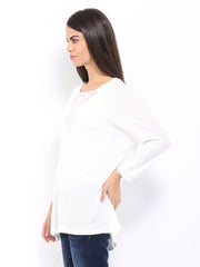 Vero Moda Women Off-White Lace Top