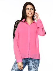 Vero Moda Women Pink Sheer Shirt