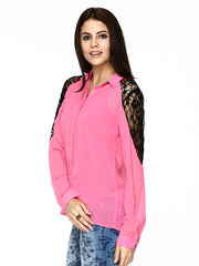 Vero Moda Women Pink Sheer Shirt