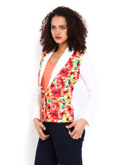 Vero Moda Women White Floral Printed Blazer
