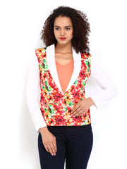 Vero Moda Women White Floral Printed Blazer
