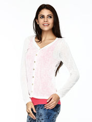 Vero Moda Women White Lace Cardigan