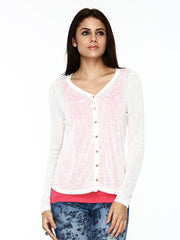 Vero Moda Women White Lace Cardigan
